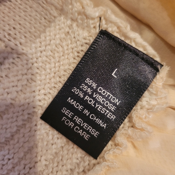 BKE Boutique Boho Open Front Cardigan Sweater Cream Size L - Picture 9 of 9